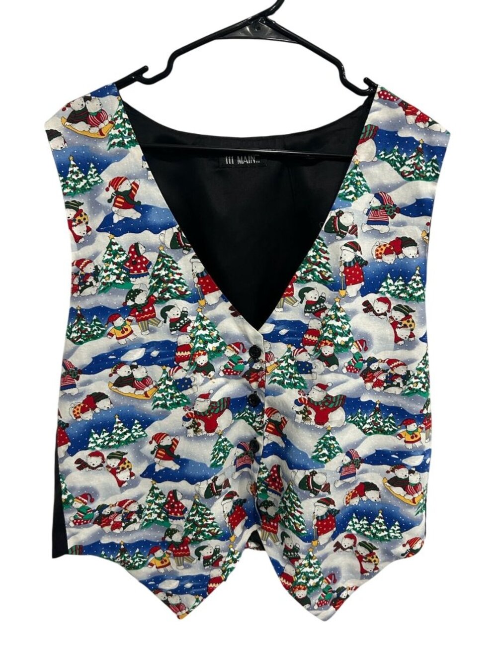 111 Main 1X Festive Polar Bear Snowmen Holiday Christmas Vest Kitschy Vintage